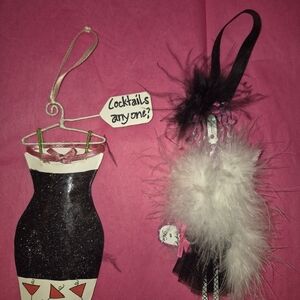 Chic Holiday Dress Ornaments - Black and White